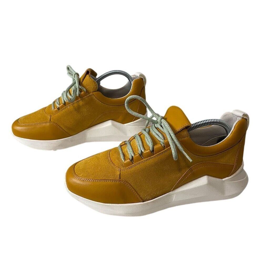 Anthropologie Parker Platform Sneakers Women's Size 8 Gold chesnut tan color